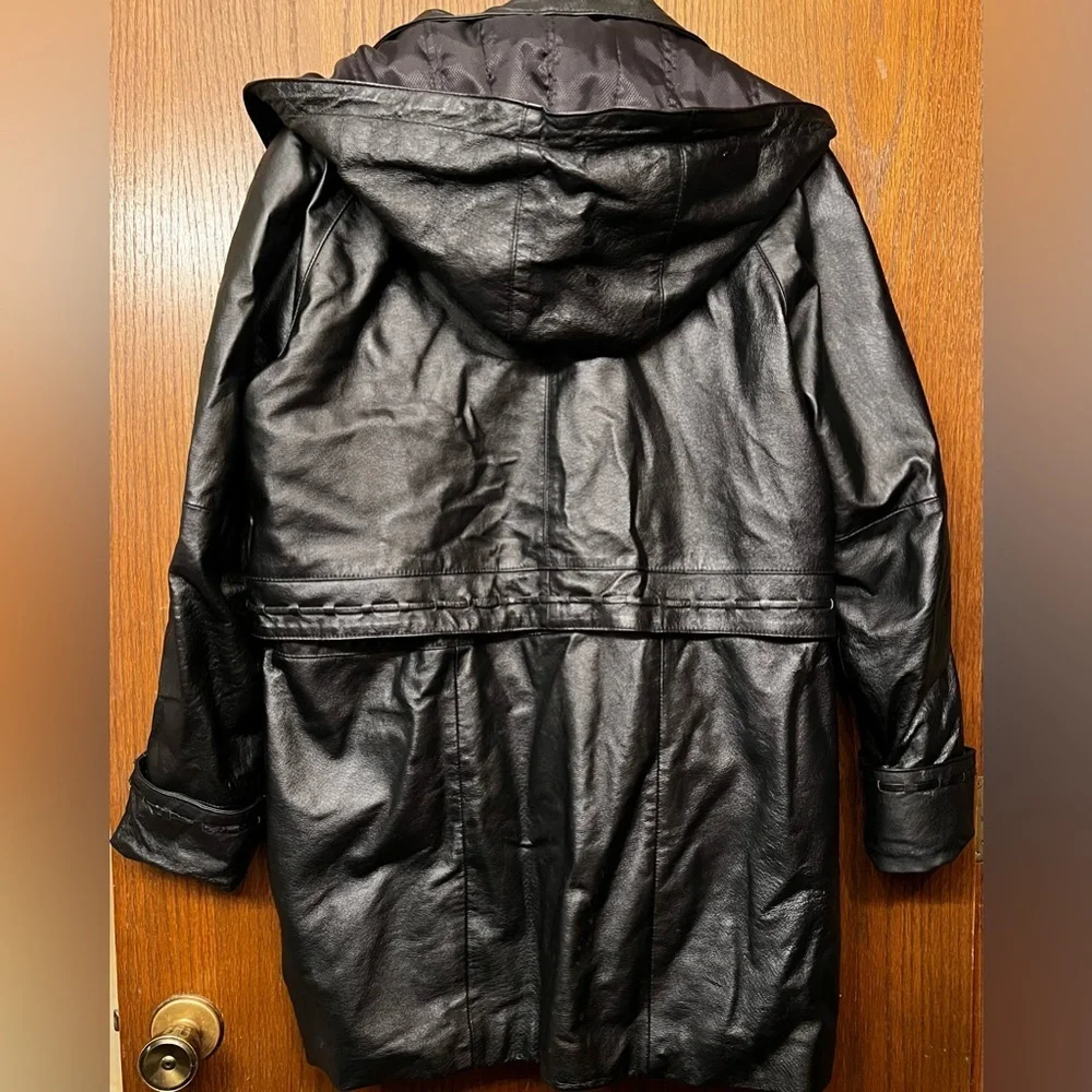 Phase Two Heavy LEATHER Hooded Coat Anorak Windbreaker Men’s Large, Women’s XL